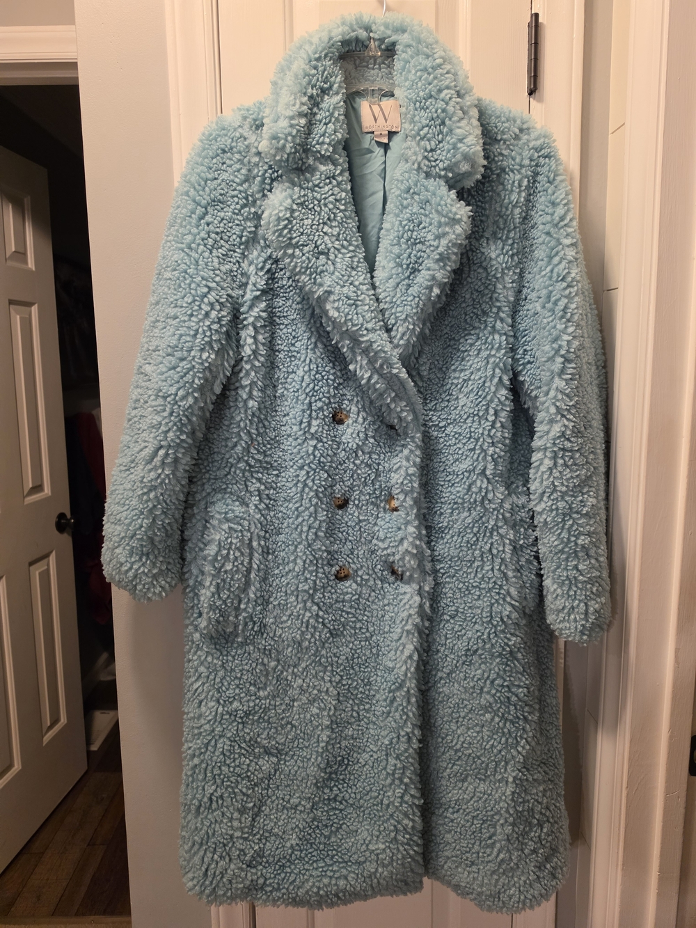 Worthington Powder Blue Teddy Faux Shearling Coat